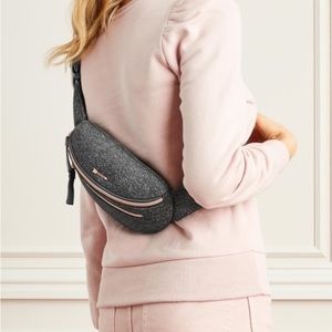 STELLA & DOT Belt Bag Fanny Pack, Grey with Rose Gold Zipper